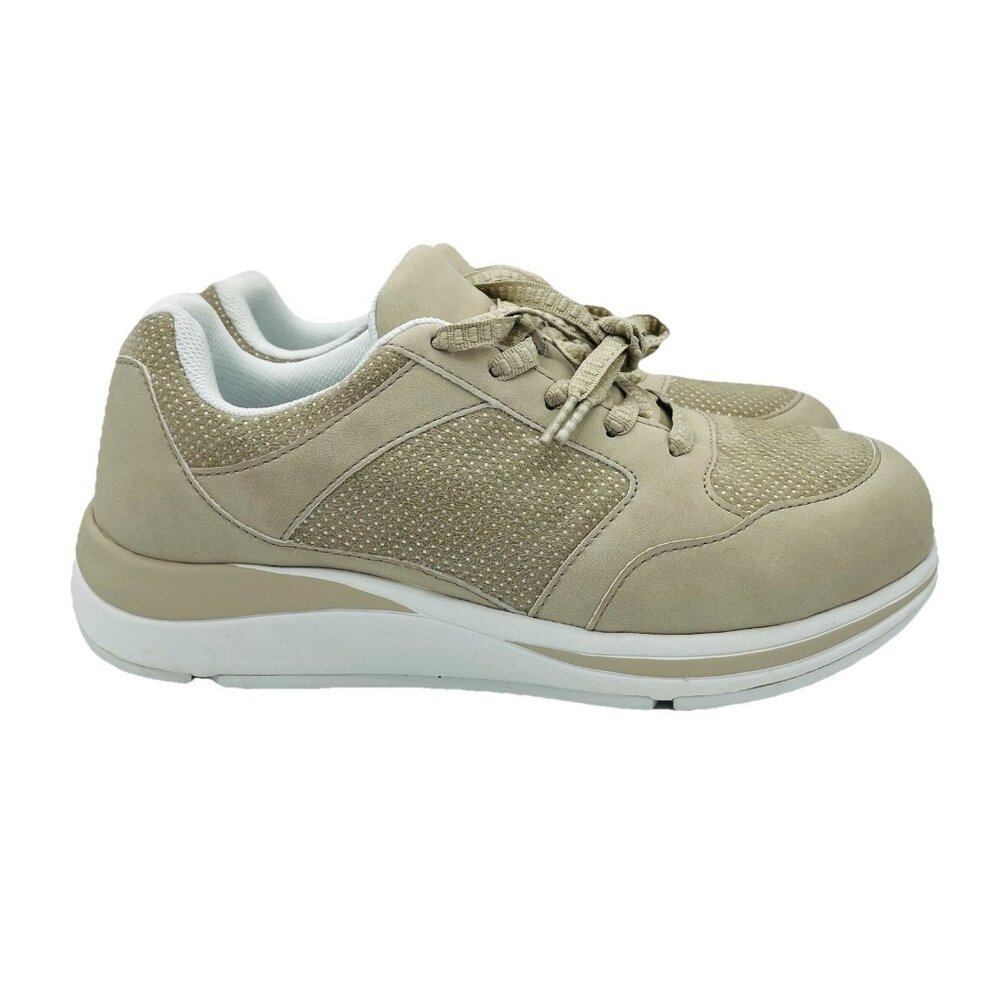 Drew Shoes Womens Size 9.5 Wide Beige Glitter Chippy Comfort Orthotic Sneakers